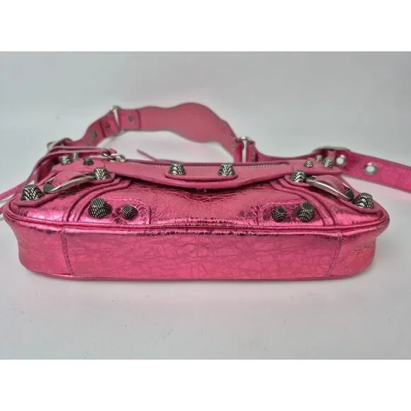 Balenciaga Metallic Pink Leather Le Cagole XS Sling Bag - Picture 8 of 13